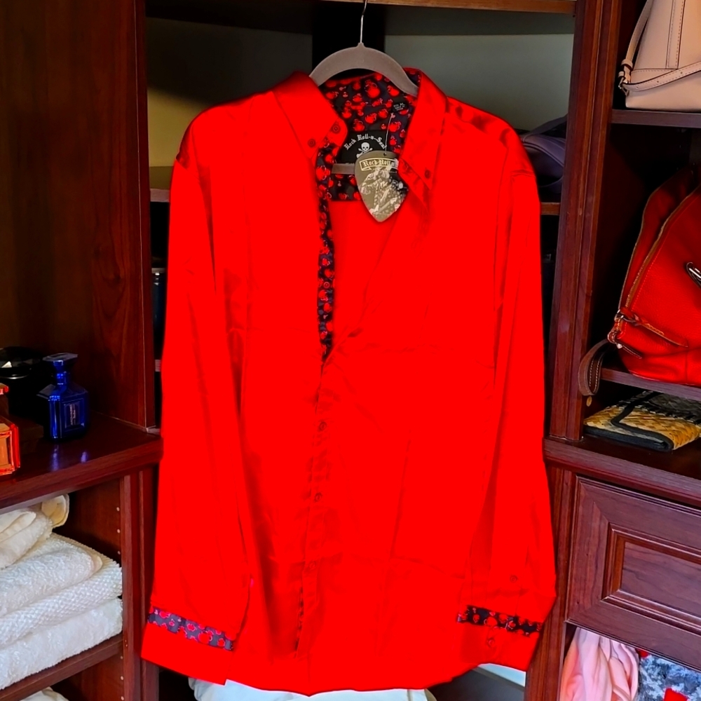 Men's Rock Roll n Soul Silk shirt xl